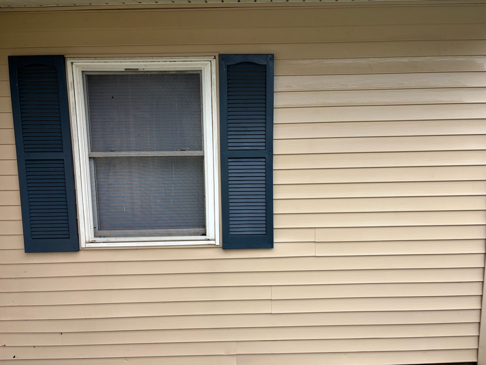 After: Vinyl siding house wash — algae and mildew removed